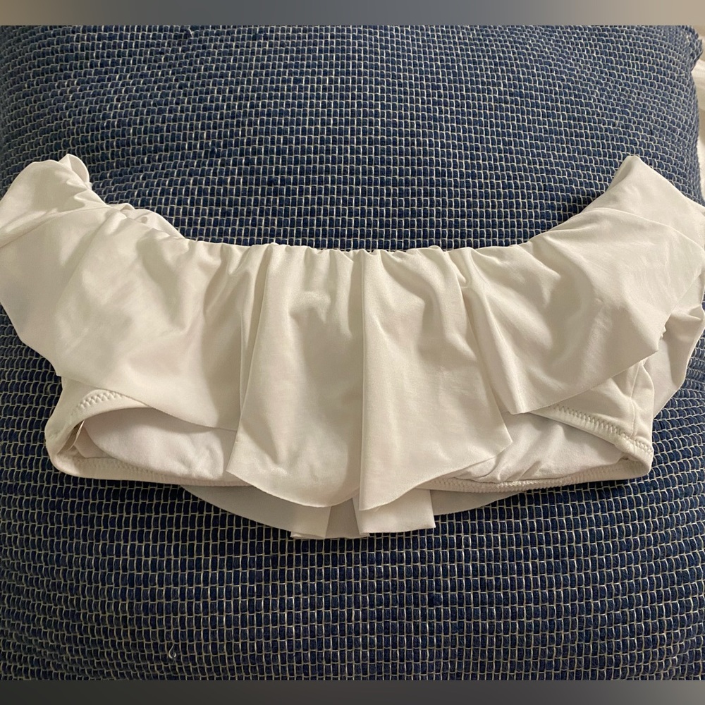 Trina Turk White RuffleBikini Top